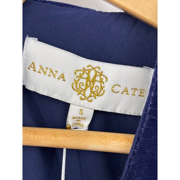 Anna Cate Margot Maxi Velvet Blouson Sleeve Maxi Dress Blue Small NEW - Picture 5 of 5